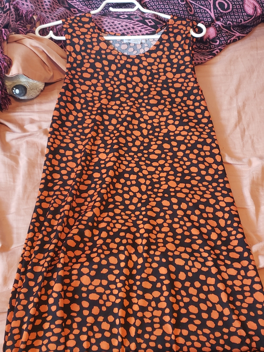 Black and Orange Printed Sleeveless Dress